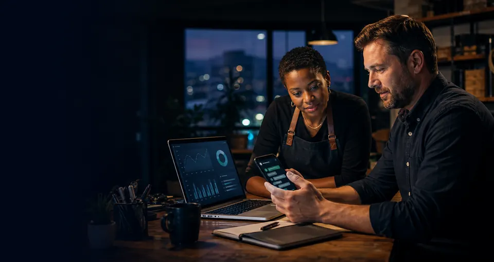 South African business owners checking a fast WhatsApp lead response on a phone